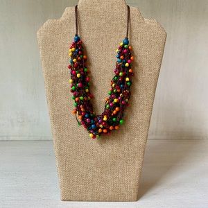 Beaded Multi-Colored Layered "Good Fortune" Necklace